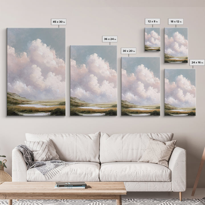Blush Cloudscape with Dreamy Atmosphere Canvas Print, Wedding Art, Wedding Guest Book, Living Room Decor, Oil Painting, Romance, WED-2x3-95