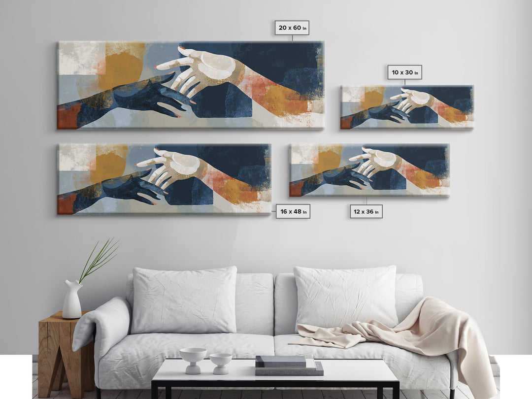 Hands Nearly Touching Framed Canvas Print, Wedding Art, Personalized Wedding, Living Room Decor, Abstract Art, Romance, WED-3x1-32