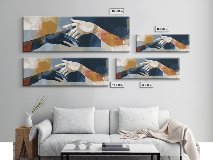 Hands Nearly Touching Framed Canvas Print, Wedding Art, Personalized Wedding, Living Room Decor, Abstract Art, Romance, WED-3x1-32