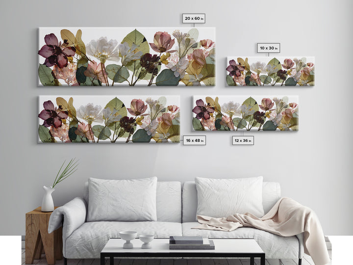 Pressed Flowers from a Wedding Bouquet Canvas Print, Wedding Art, Boho Decor, Living Room Decor, Fine Art, Romance, Art Print, WED-3x1-48