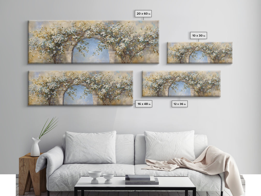 Romantic Garden Arch Covered Canvas Print, Wedding Art, Wedding Guest Book, Living Room Decor, Romance, Rustic Wedding, WED-3x1-50