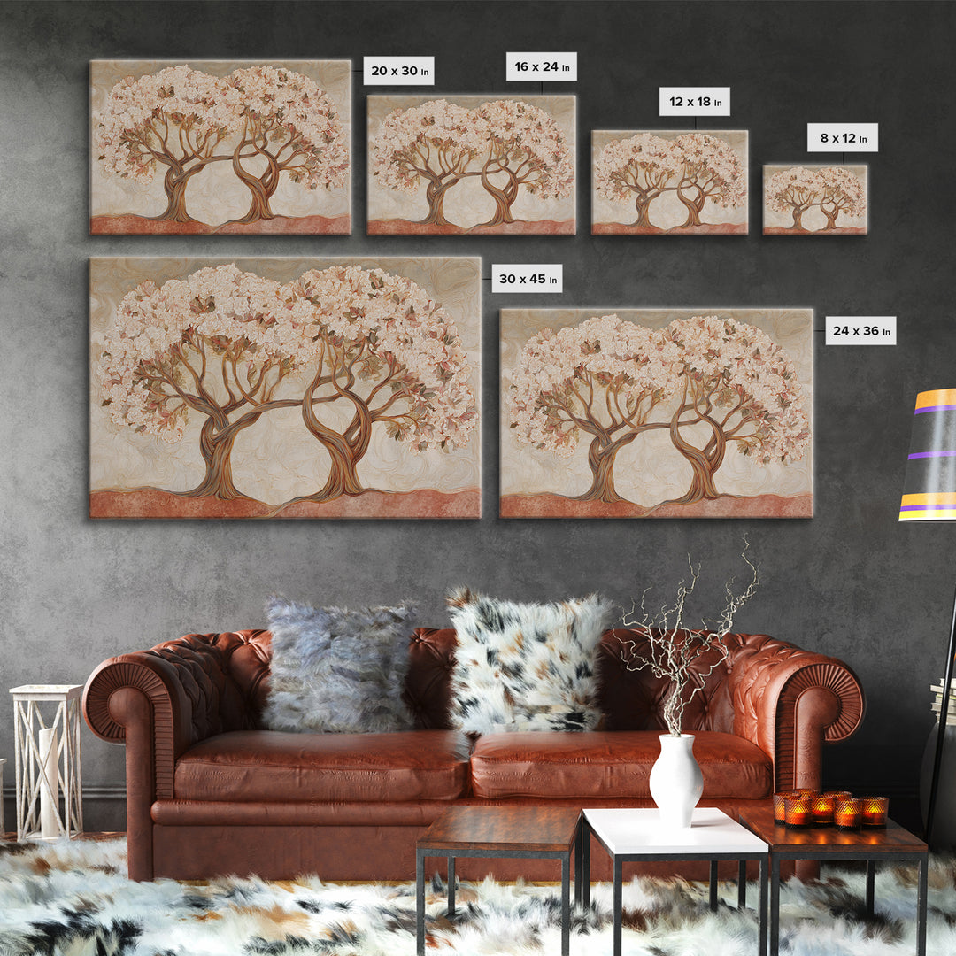 Two Intertwined Trees as Symbolic Artwork Canvas Print, Wedding Art, Wedding Guestbook, Living Room Decor, Fine Art, Romance, WED-3x2-51