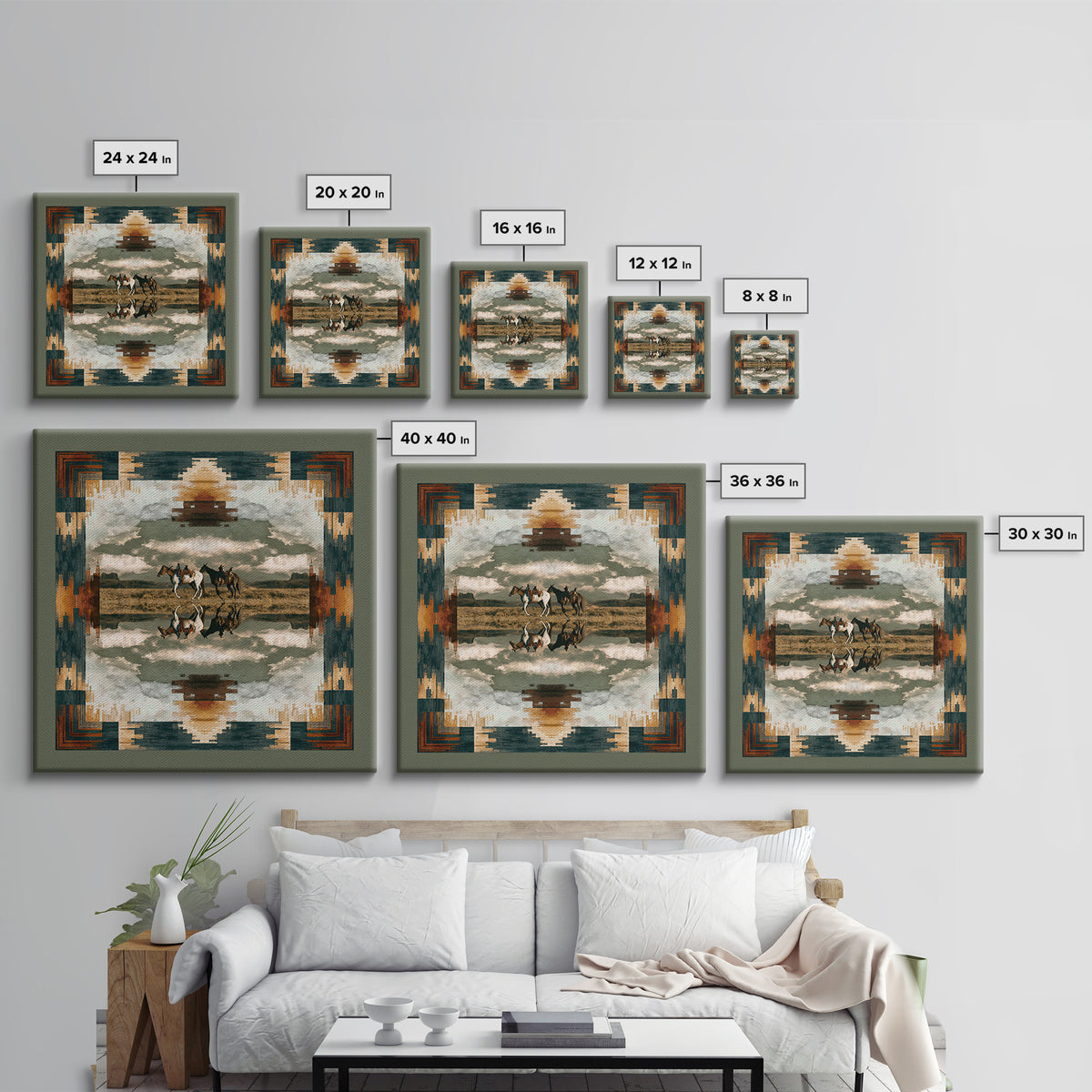 Southwestern Blanket Pattern Canvas Print, Western Art, Gallery Decor, Southwestern Decor, Fine Art, Frontier, Wall Art, WES-1x1-17