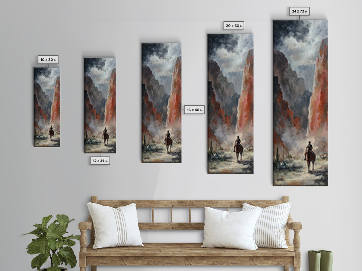 Cactus and Red Rock Canyon Landscape Canvas Print, Western Art, Art, Southwestern Decor, Fine Art, Frontier, Western Wall Art, WES-1x3-17
