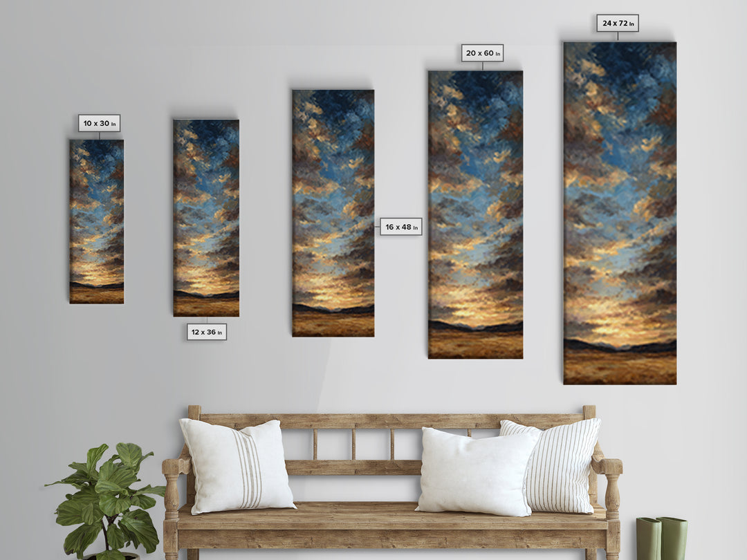 Cowboy Campfire under Starry Sky Framed Canvas Print, Western Art, Fine Art Print, Southwestern Decor, Fine Art, Frontier, WES-1x3-50