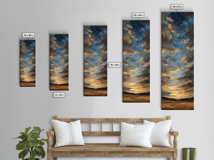 Cowboy Campfire under Starry Sky Framed Canvas Print, Western Art, Fine Art Print, Southwestern Decor, Fine Art, Frontier, WES-1x3-50