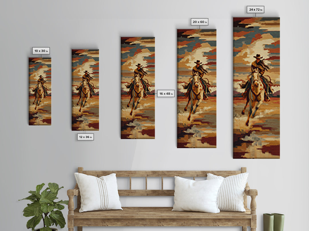 Southwestern Blanket Pattern Framed Canvas Print, Western Art, Textured Painting, Southwestern Decor, Fine Art, Frontier, WES-1x3-53