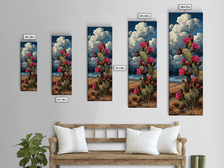 Prickly Pear Cactus Framed Canvas Print, Western Art, Native American Art, Southwestern Decor, Oil Painting, Frontier, WES-1x3-76