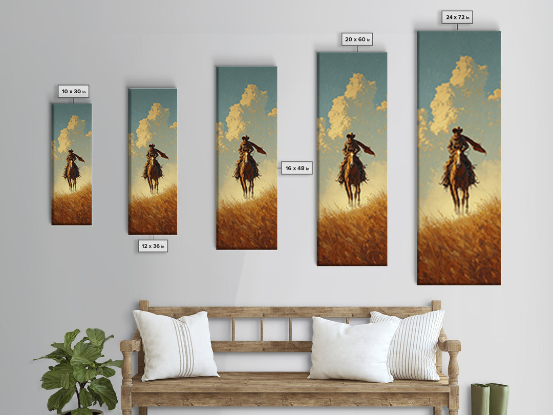 Buckskin Horse in Golden Prairie Light Framed Canvas Print, Western Art, Boho Decor, Southwestern Decor, Oil Painting, Frontier, WES-1x3-91