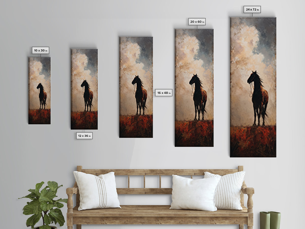 Buffalo Silhouette Beneath Enormous Sky Framed Canvas Print, Western Art, Western Prints, Southwestern Decor, Frontier, WES-1x3-92