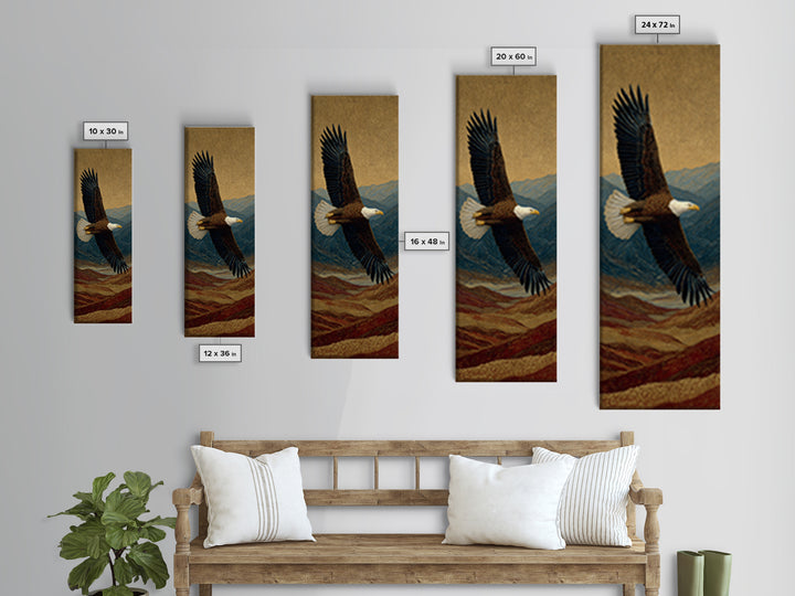 Eagle Flying Above Mountain Ridge Canvas Print, Western Art, Boho Decor, Southwestern Decor, Fine Art, Frontier, Art Print, WES-1x3-97