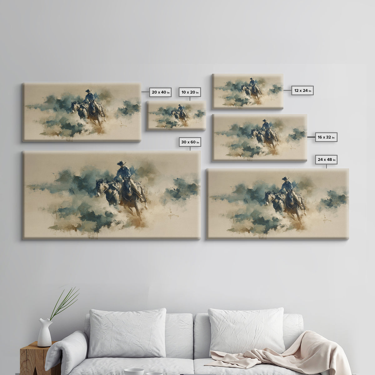 Rodeo Rider Mid Motion Canvas Print, Western Art, Western Wall Art, Southwestern Decor, Oil Painting, Frontier, Western Print, WES-2x1-77