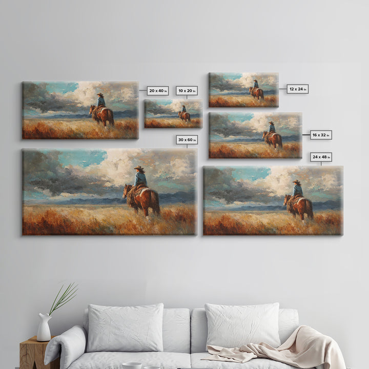 Cowgirl Portrait with Turquoise Jewelry Canvas Print, Western Art, Western, Southwestern Decor, Frontier, Native American Art, WES-2x1-98