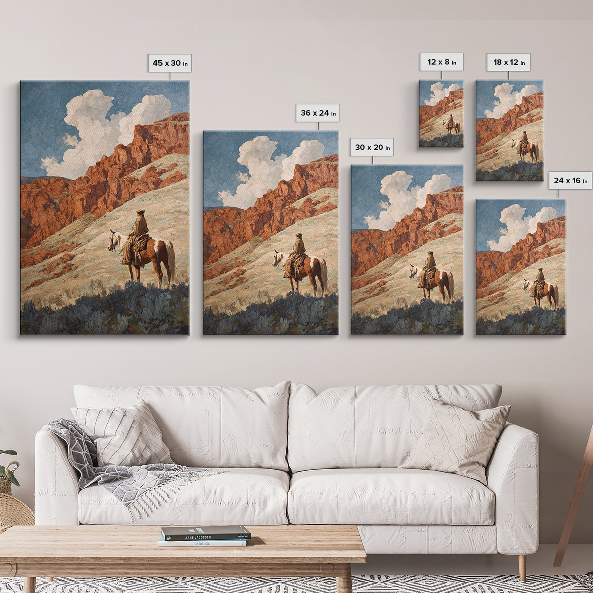 Eagle Flying Above Mountain Ridge Framed Canvas Print, Western Art, Oil Painting, Southwestern Decor, Fine Art, Frontier, WES-2x3-21