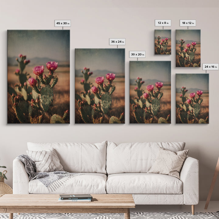 Prickly Pear Cactus Framed Canvas Print, Western Art, Modern Decor, Southwestern Decor, Fine Art, Frontier, Wall Decor, WES-2x3-24