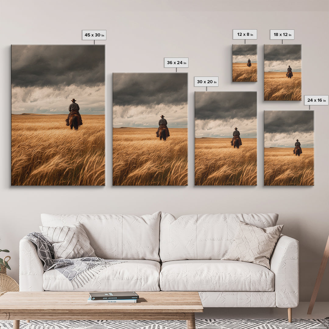 Golden Wheat Field Canvas Print, Western Art, Statement Artwork, Southwestern Decor, Fine Art, Frontier, Painting, Art Print, WES-2x3-32