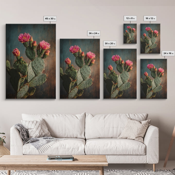 Prickly Pear Cactus Canvas Print, Western Art, Oil Painting, Southwestern Decor, Frontier, Digital Download Art, Landscape, WES-2x3-72