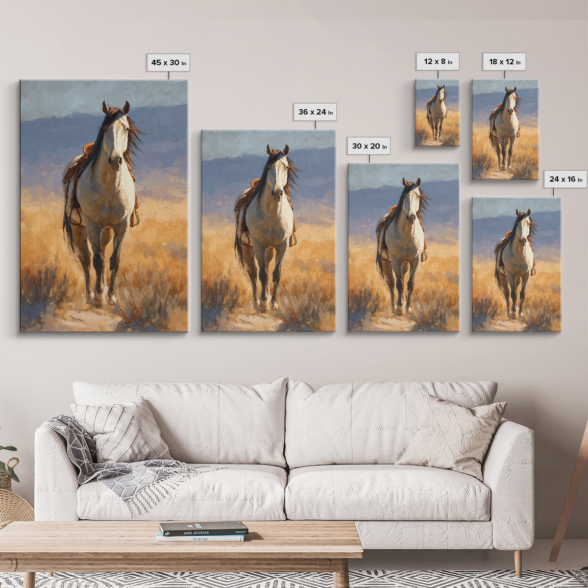 Buckskin Horse in Golden Prairie Light Framed Canvas Print, Western Art, Western Print, Southwestern Decor, Fine Art, Frontier, WES-2x3-87