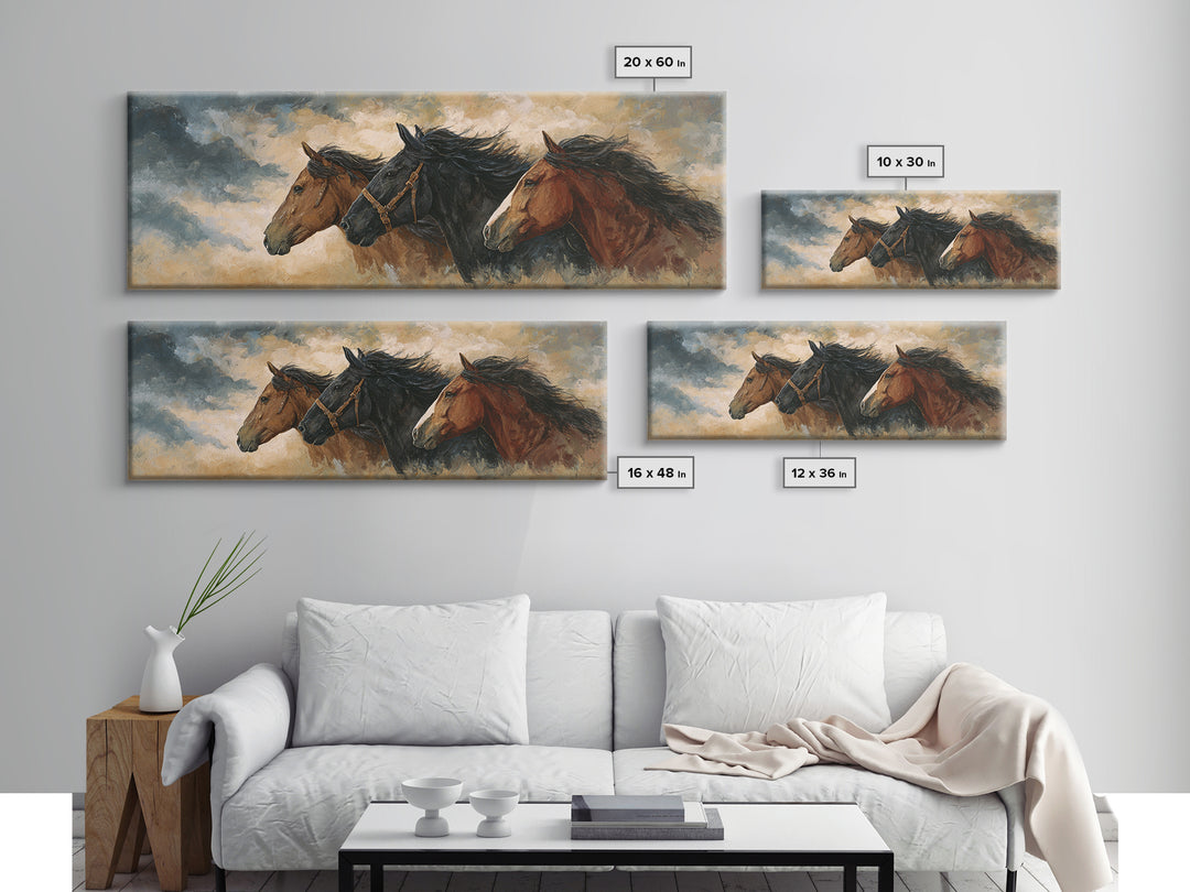 Black Horse Portrait Framed Canvas Print, Western Art, Printable Wall Art, Southwestern Decor, Frontier, Downloadable Art, WES-3x1-10