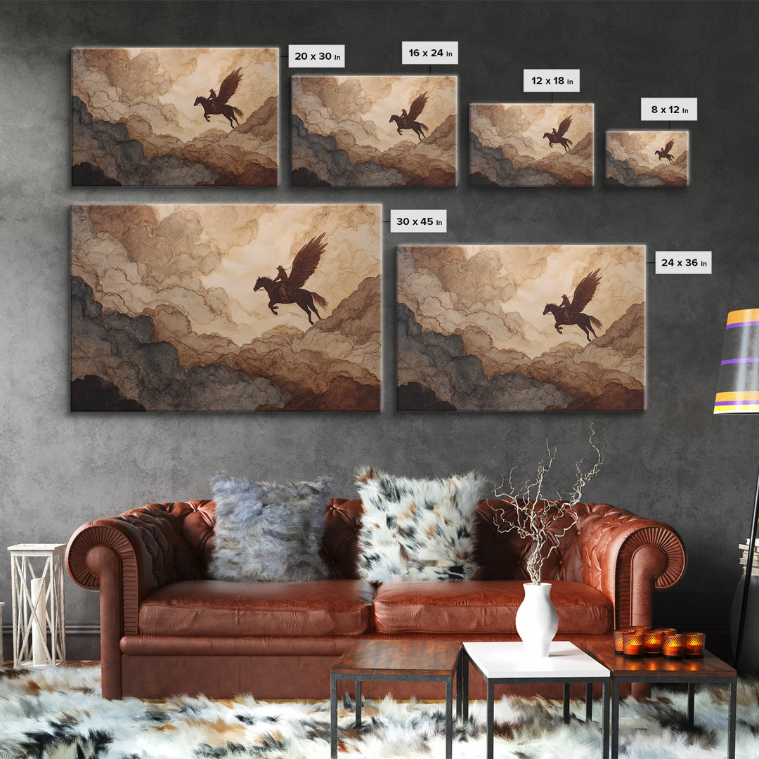 Eagle Flying Above Mountain Ridge Canvas Print, Western Art, Horse Wall Art, Southwestern Decor, Frontier, Luxury Decor, WES-3x2-17