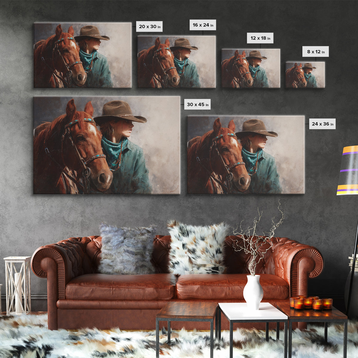 Cowgirl Portrait with Turquoise Jewelry Canvas Print, Western Art, Southwestern Decor, Fine Art, Frontier, Boho Decor, WES-3x2-58