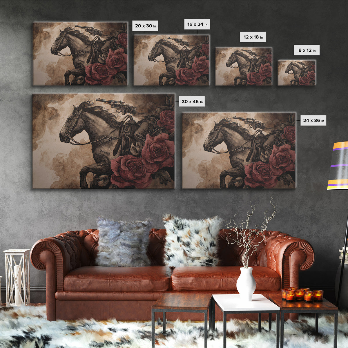 Old Revolver and Roses Framed Canvas Print, Western Art, Printable Art, Southwestern Decor, Frontier, Western Home Decor, WES-3x2-95