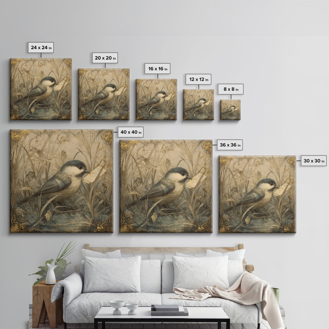 Bird Delivering a Tiny Love Letter Canvas Print, Whimsical Art, Nursery Wall Art, Living Room Decor, Fine Art, Wonder, WHI-1x1-23