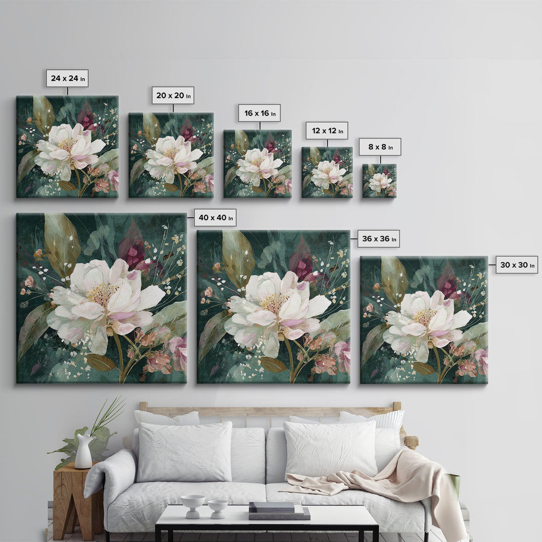 Magical Umbrella Raining Flowers Framed Canvas Print, Whimsical Art, Nursery Wall Art, Living Room Decor, Fine Art, Wonder, WHI-1x1-44