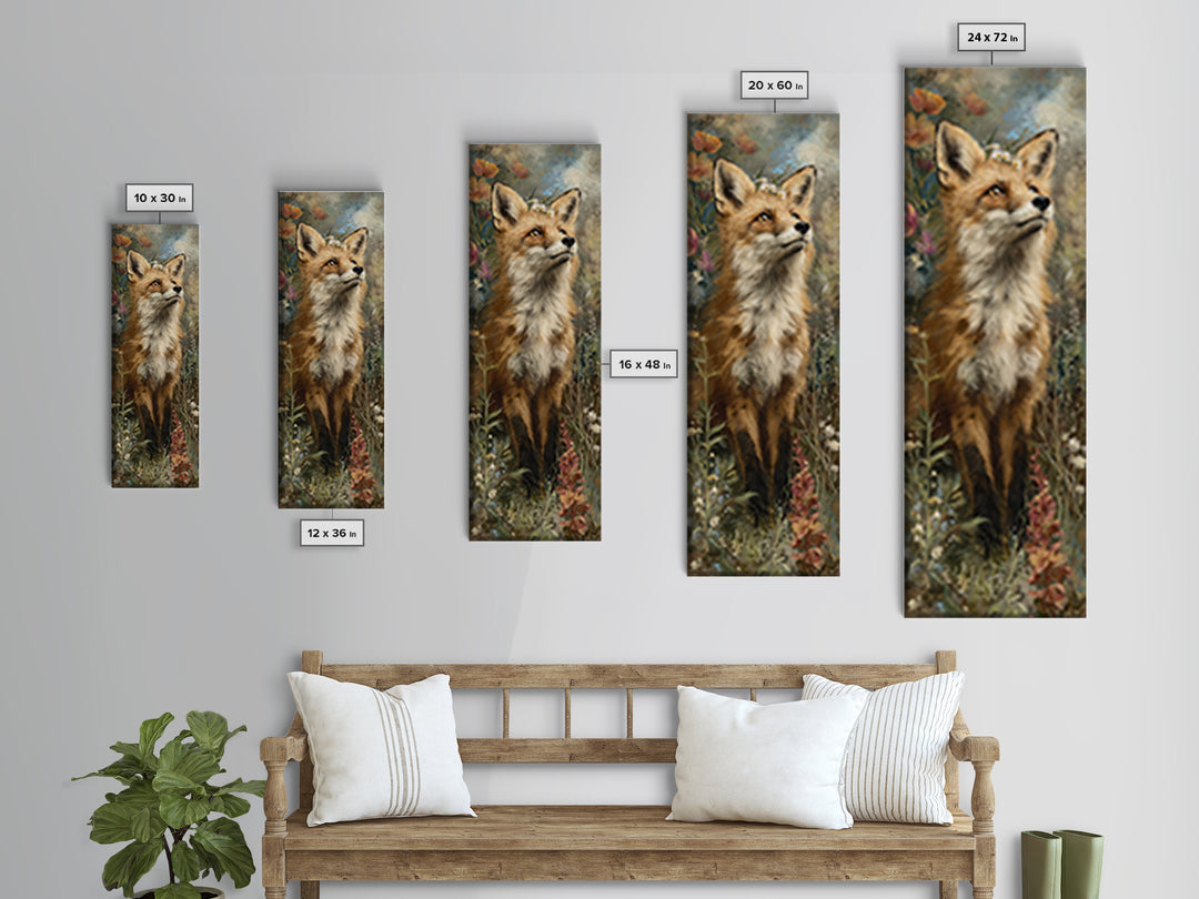 Fox Wearing a Tiny Crown Canvas Print, Whimsical Art, Minimalist Decor, Living Room Decor, Oil Painting, Wonder, WHI-1x3-13