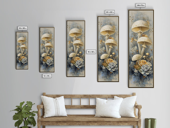 Teacup Garden with Tiny Mushrooms Canvas Print, Whimsical Art, Home Decor, Living Room Decor, Fine Art, Wonder, Digital Print, WHI-1x3-16