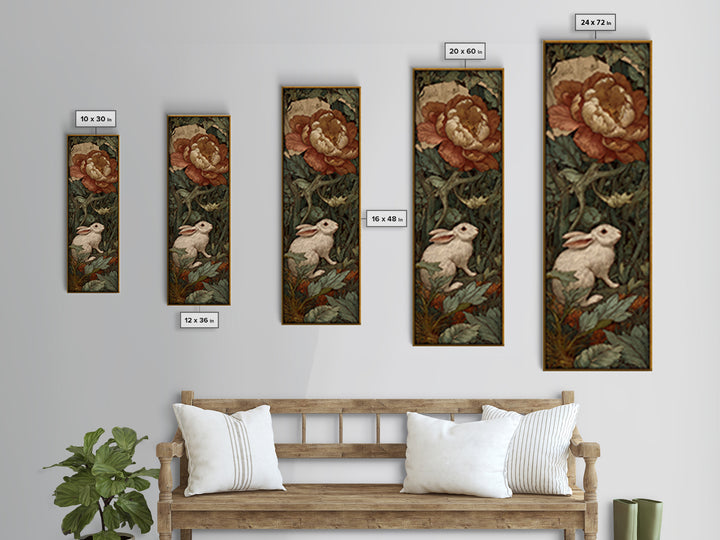 Rabbit Reading Beneath a Giant Flower Canvas Print, Whimsical Art, Wall Decor, Living Room Decor, Wonder, Printable Art, WHI-1x3-17