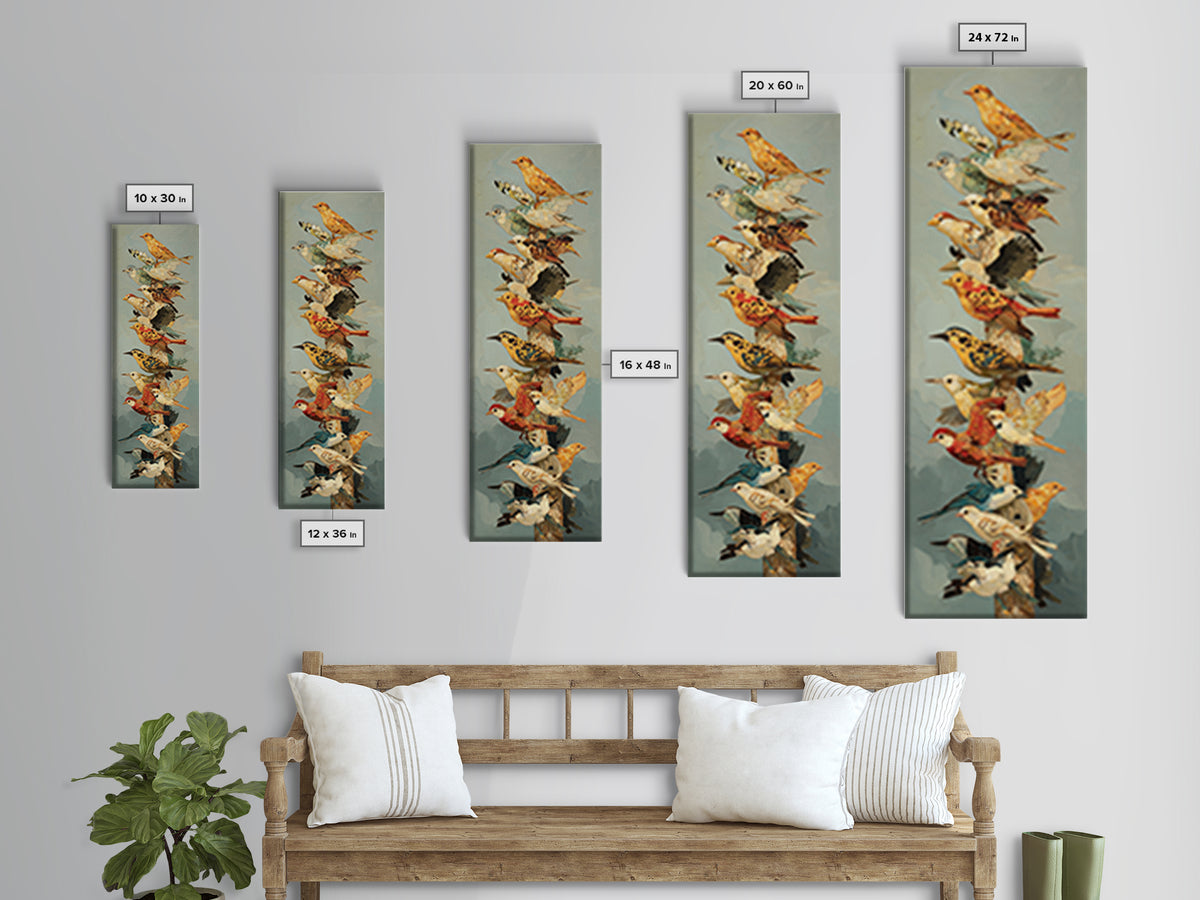 Floating House Carried by Colorful Birds Framed Canvas Print, Whimsical Art, Framed Wall Art, Living Room Decor, Wonder, WHI-1x3-19