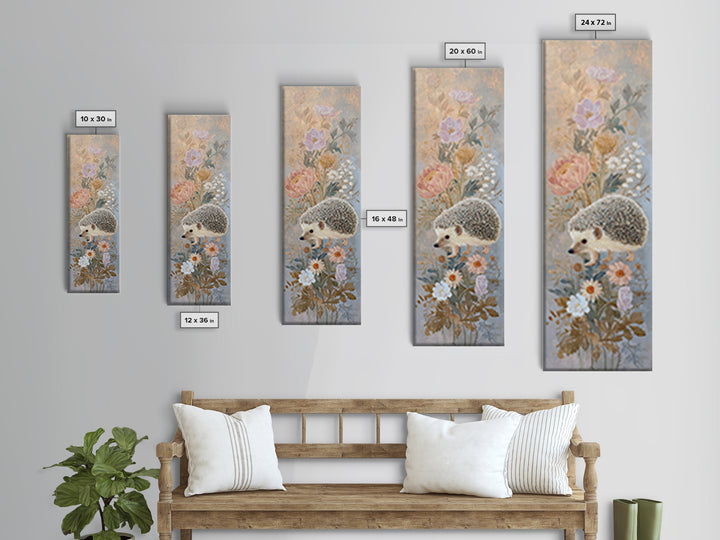 Hedgehog Carrying Wildflowers Canvas Print, Whimsical Art, Whimsical, Living Room Decor, Watercolor Art, Wonder, Nursery Art, WHI-1x3-27