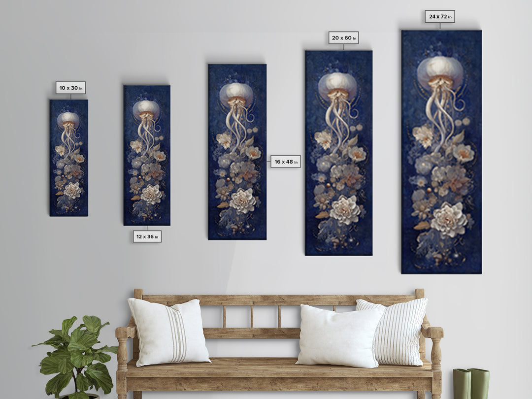 Octopus Conductor with Tiny Instruments Framed Canvas Print, Whimsical Art, Nursery Prints, Living Room Decor, Oil Painting, WHI-1x3-30