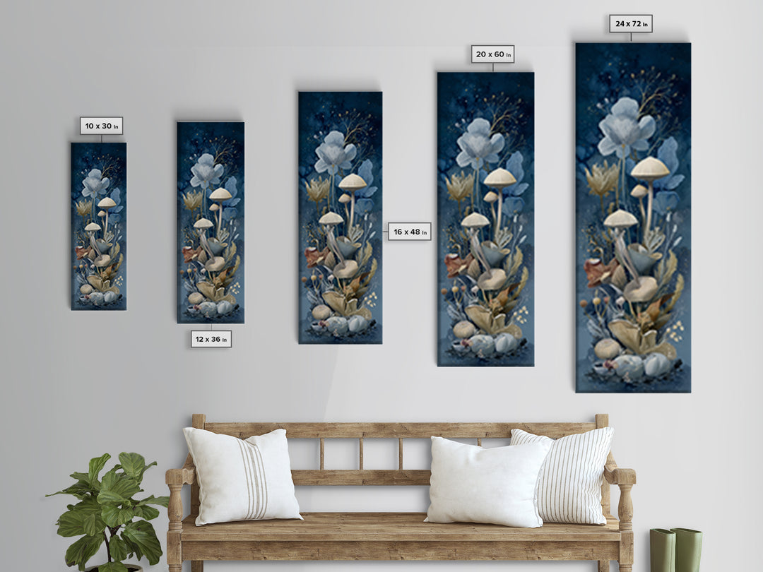 Teacup Garden with Tiny Mushrooms Canvas Print, Whimsical Art, Framed Wall Art, Living Room Decor, Oil Painting, Wonder, WHI-1x3-40