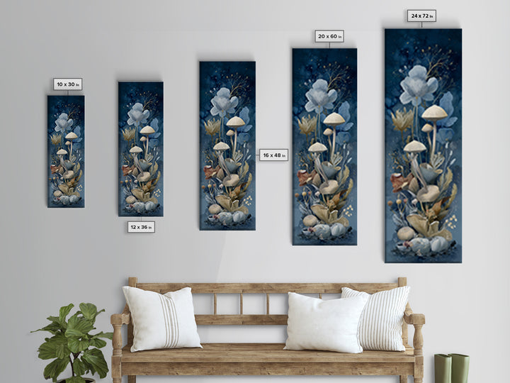 Teacup Garden with Tiny Mushrooms Canvas Print, Whimsical Art, Framed Wall Art, Living Room Decor, Oil Painting, Wonder, WHI-1x3-40