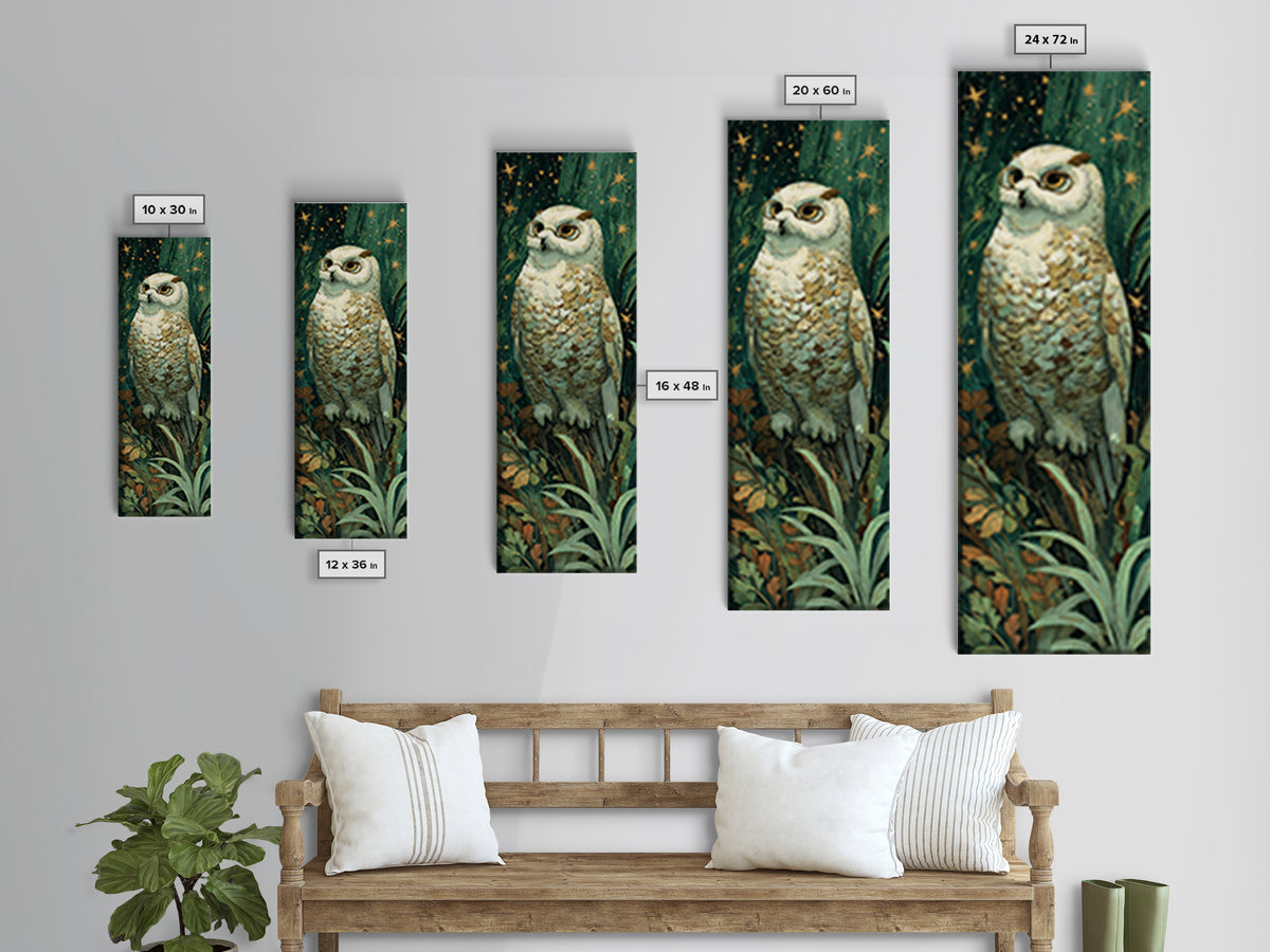 Owl Wearing Spectacles Among Stars Canvas Print, Whimsical Art, Neutral Decor, Living Room Decor, Fine Art, Wonder, Home Decor, WHI-1x3-42