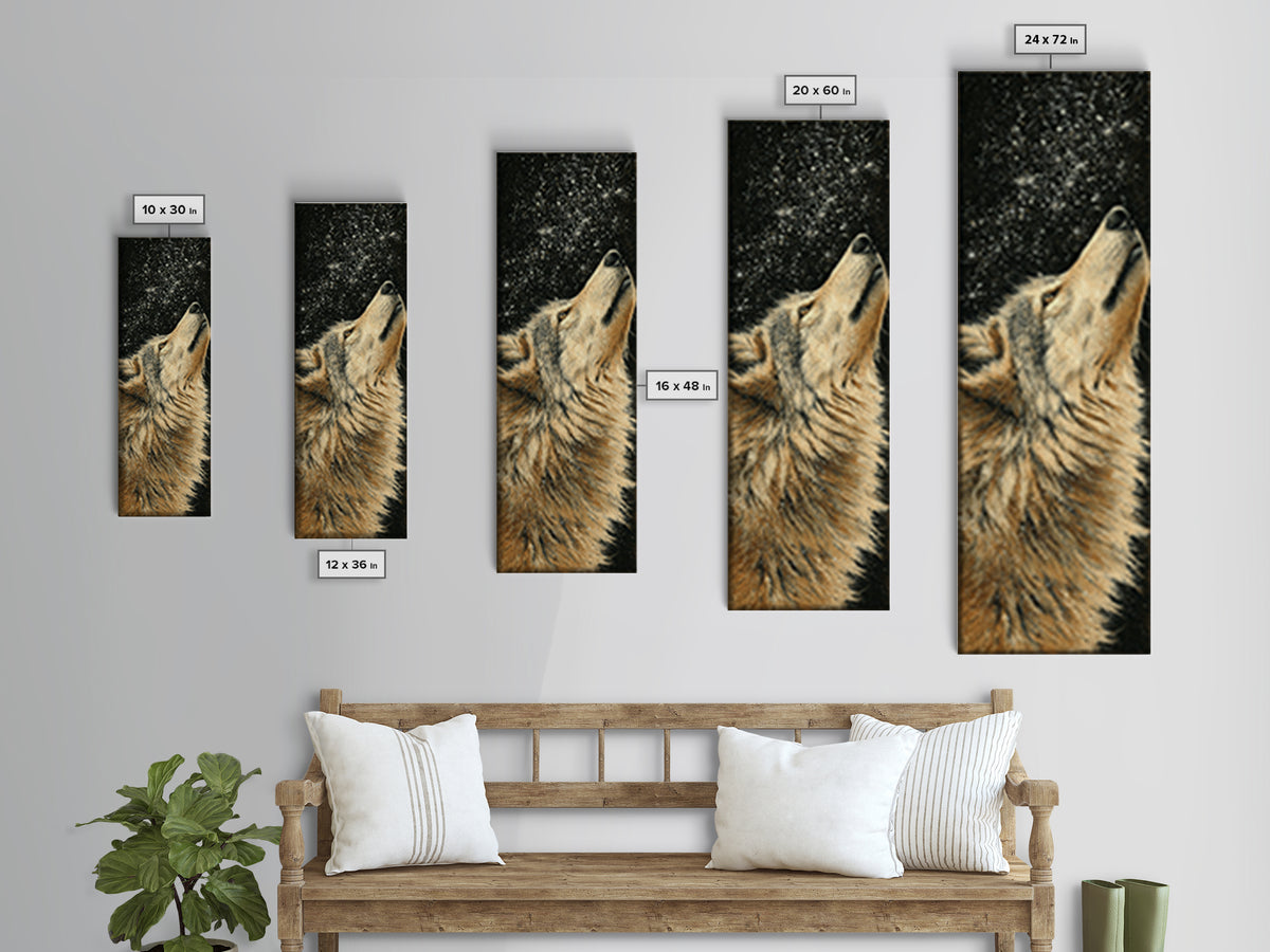 Bear Painting Stars Onto the Night Sky Framed Canvas Print, Whimsical Art, Wall Art, Living Room Decor, Oil Painting, Wonder, WHI-1x3-45
