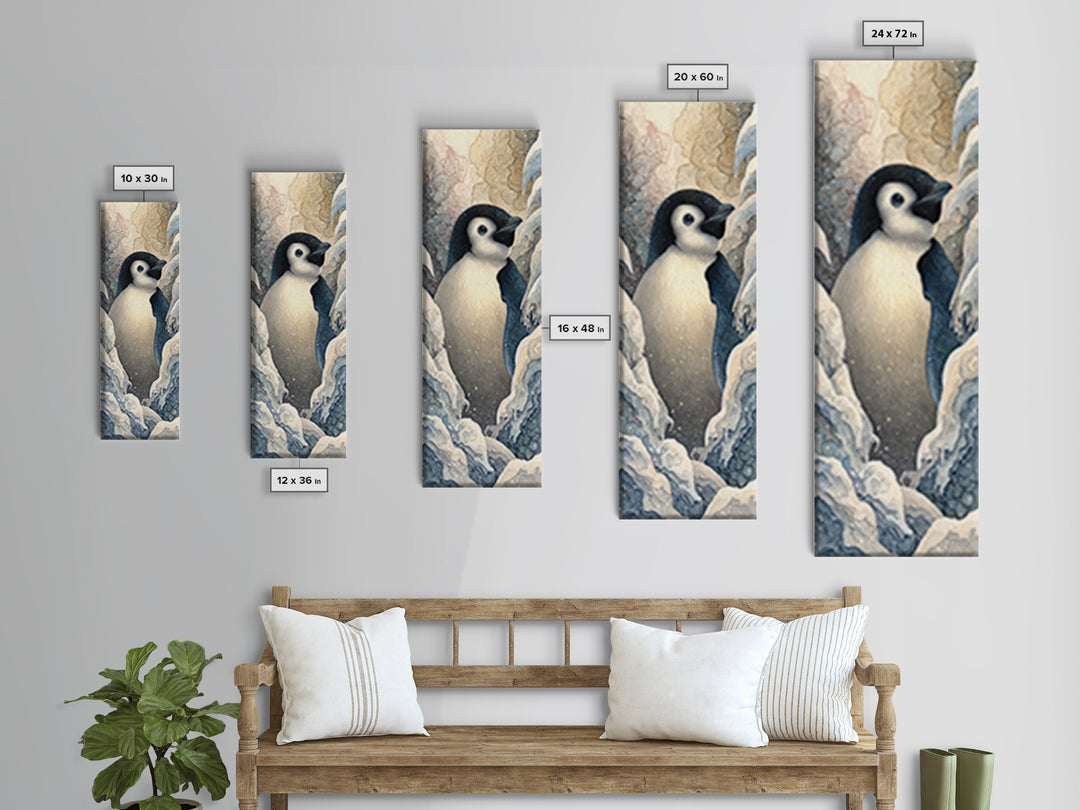 Penguin Holding a Lantern Canvas Print, Whimsical Art, Fine Art Print, Living Room Decor, Fine Art, Wonder, Prints, Digital Art, WHI-1x3-5