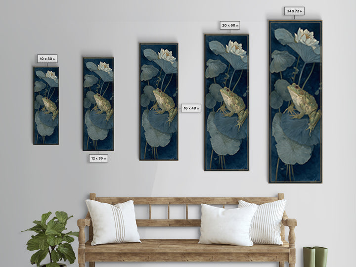 Frog Prince on a Lily Pad Canvas Print, Whimsical Art, Abstract Wall Art, Living Room Decor, Fine Art, Wonder, Neutral Decor, WHI-1x3-68