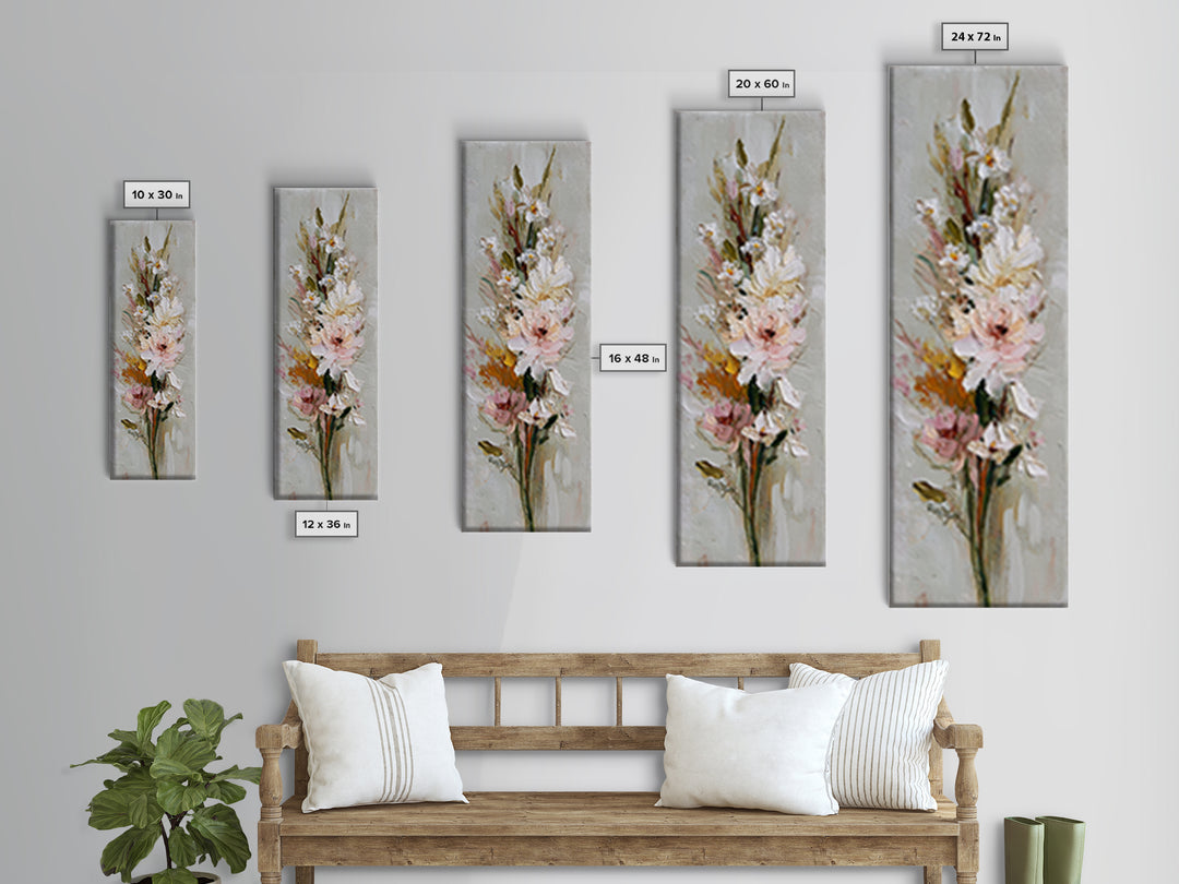 Hedgehog Carrying Wildflowers Framed Canvas Print, Whimsical Art, Neutral Decor, Living Room Decor, Oil Painting, Wonder, WHI-1x3-75
