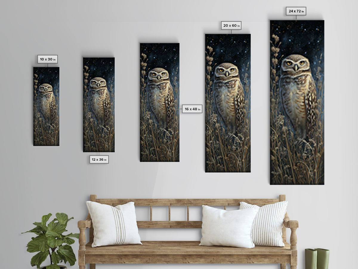 Owl Wearing Spectacles Among Stars Canvas Print, Whimsical Art, Wall Art, Living Room Decor, Oil Painting, Wonder, WHI-1x3-90