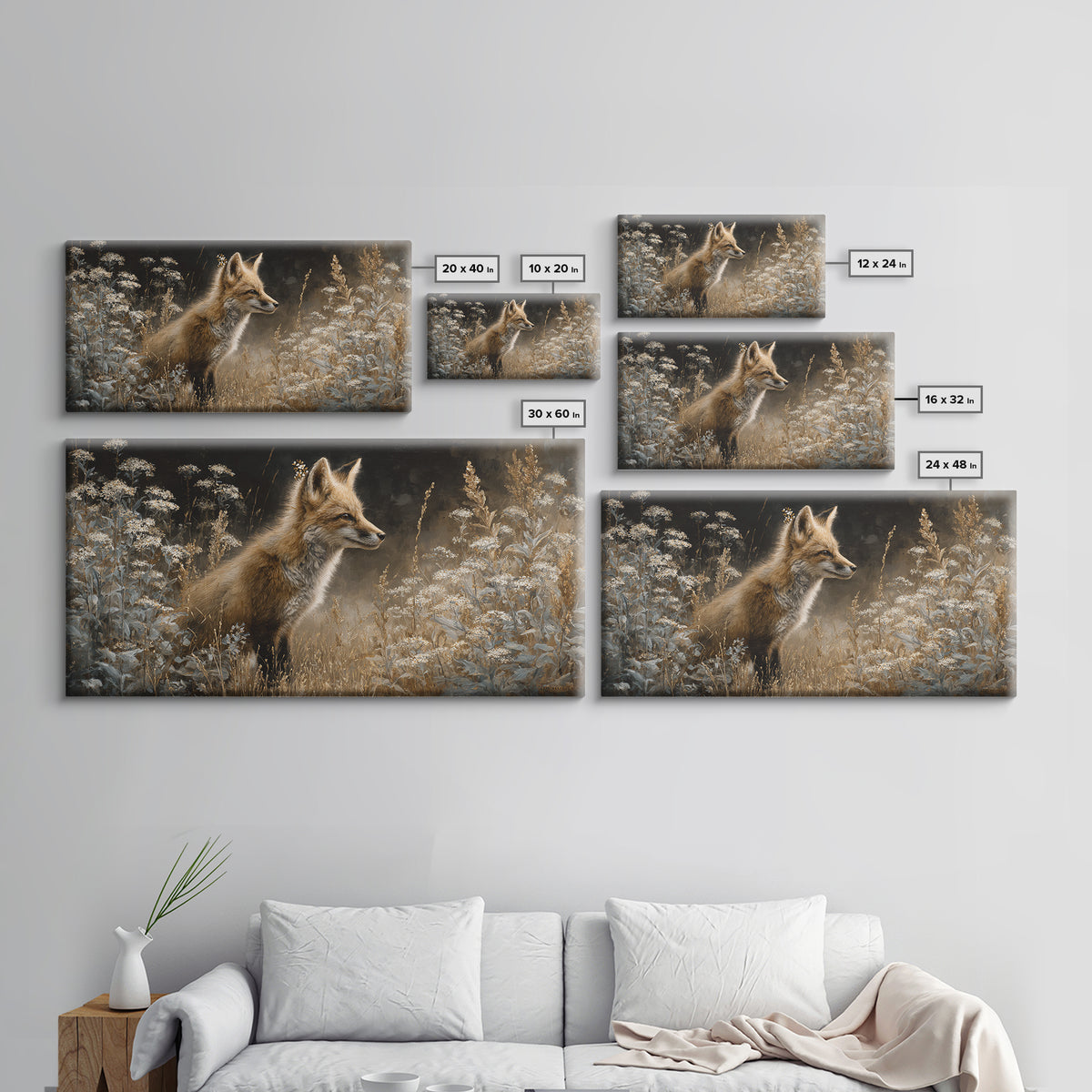 Fox Wearing a Tiny Crown Canvas Print, Whimsical Art, Printable Wall Art, Living Room Decor, Wonder, Abstract Wall Art, WHI-2x1-21