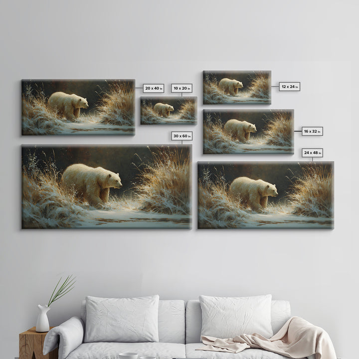 Bear Painting Stars Onto the Night Sky Canvas Print, Whimsical Art, Whimsical, Living Room Decor, Oil Painting, Wonder, WHI-2x1-77