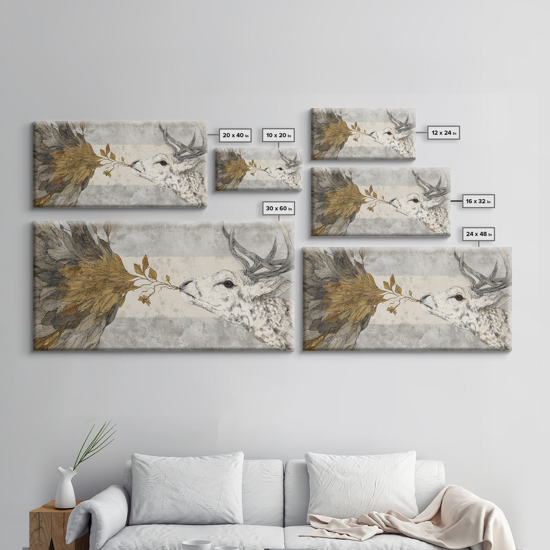 Bird Delivering a Tiny Love Letter Framed Canvas Print, Whimsical Art, Nursery Wall Art, Living Room Decor, Fine Art, Wonder, WHI-2x1-91