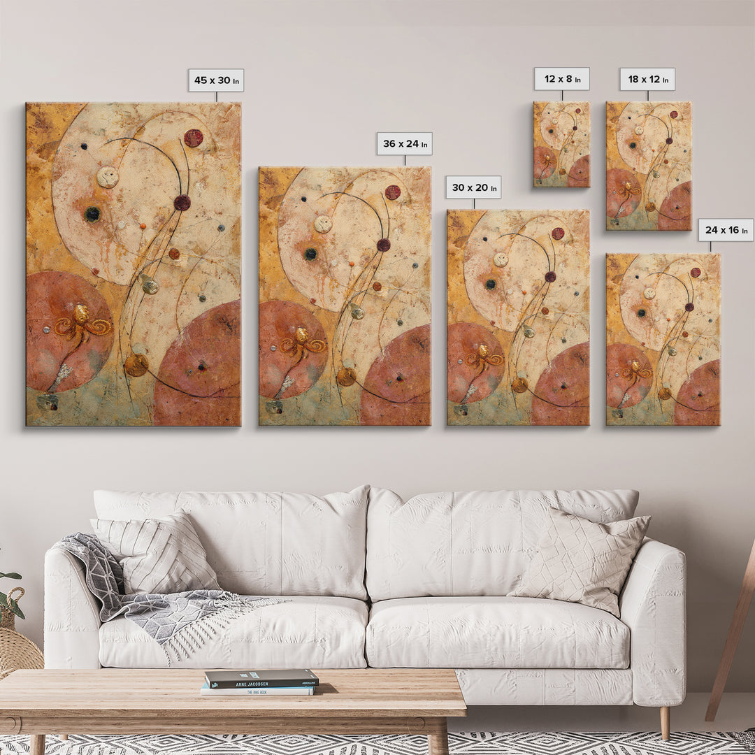 Octopus Conductor with Tiny Instruments Framed Canvas Print, Whimsical Art, Living Room Decor, Abstract Art, Wonder, WHI-2x3-26