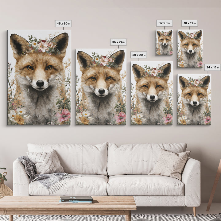 Fox Wearing a Tiny Crown Framed Canvas Print, Whimsical Art, Printable Art, Living Room Decor, Fine Art, Wonder, Cat Art, WHI-2x3-33