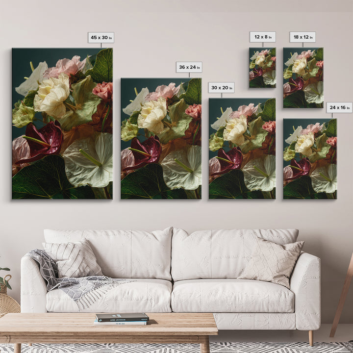Magical Umbrella Raining Flowers Framed Canvas Print, Whimsical Art, Living Room Decor, Watercolor Art, Wonder, WHI-2x3-4