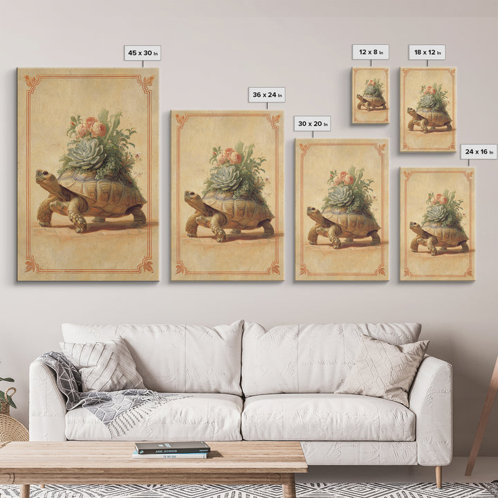 Turtle with Garden Growing on Shell Canvas Print, Whimsical Art, Art Print, Living Room Decor, Watercolor Art, Wonder, WHI-2x3-54