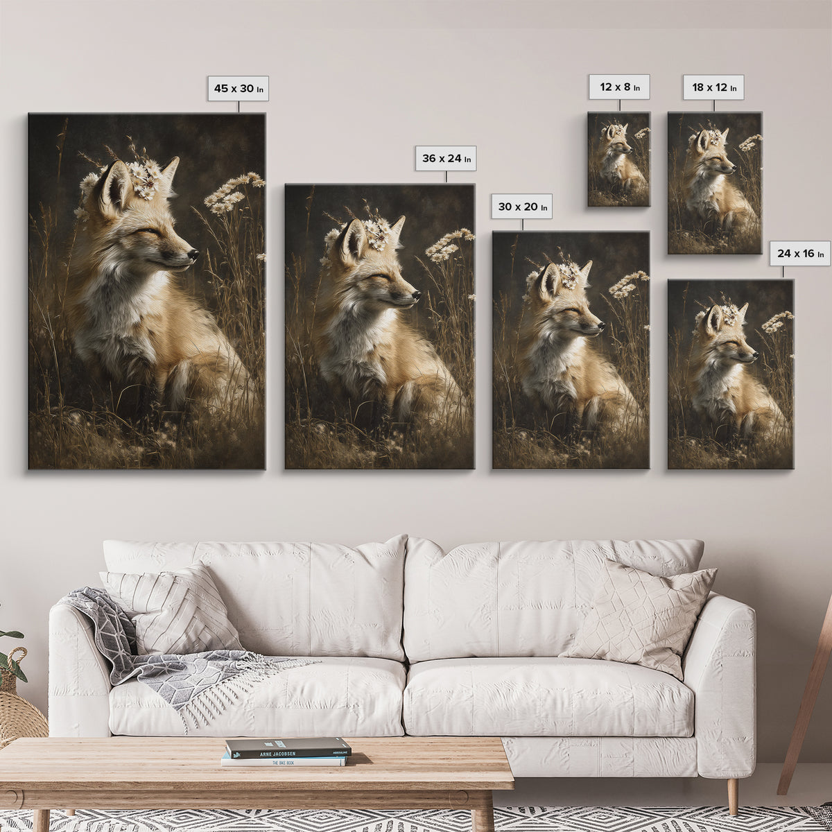 Fox Wearing a Tiny Crown Canvas Print, Whimsical Art, Dopamine Decor, Living Room Decor, Fine Art, Wonder, Fine Art Print, WHI-2x3-81
